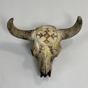 Native American Southwest Bull Skull Decor Resin Sculpture CW